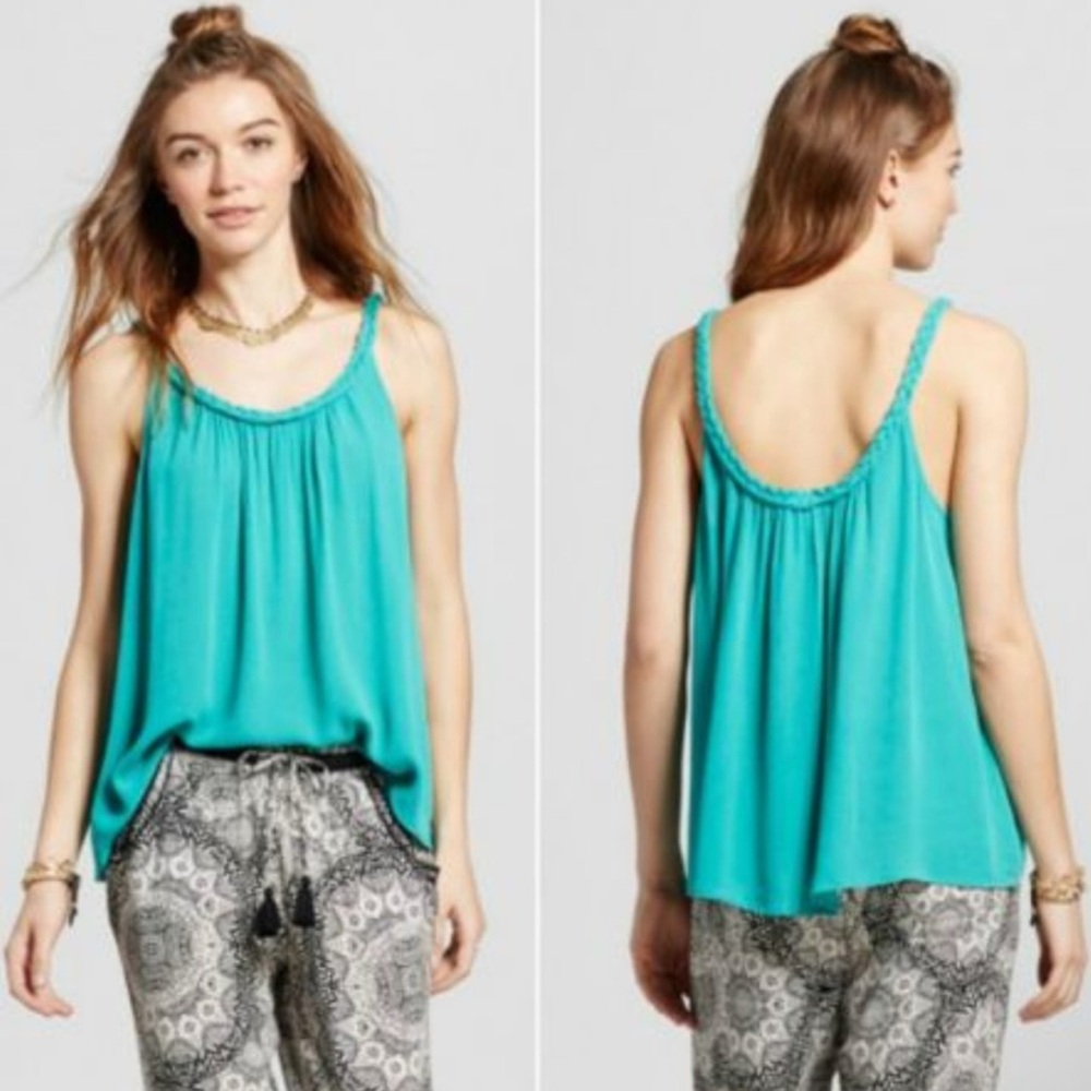 NEW! Woven Braided Cami Tank Top, Jade Green